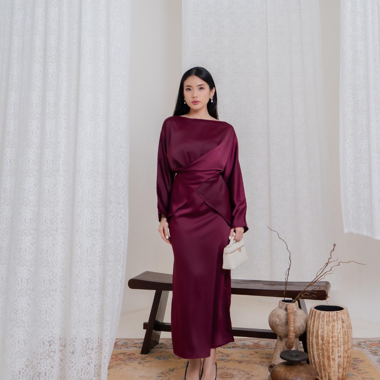 AIJO | Luna Silk Skirt - Bawahan Rok Panjang Wanita Basic Silk Europe Casual Formal Maxi
