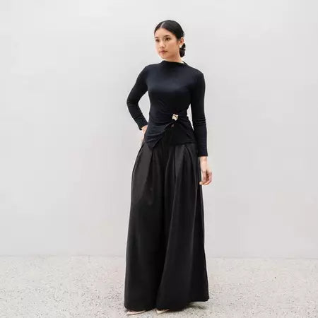 AIJO | Maureen Turtle Neck Atasan Wanita Kekinian Lengan Panjang Rib Rivera Polos Basic